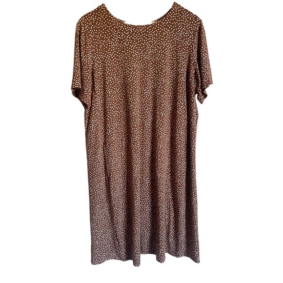 J. Jill Size XL Wearever Brown White Dot Dress Short Sleeve - Picture 1 of 8